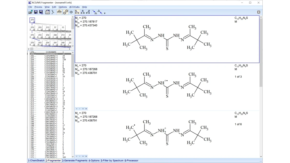 MS Fragmenter 碎片预测界面：候选碎片的结构、分子式与质量信息（实操文章封面）