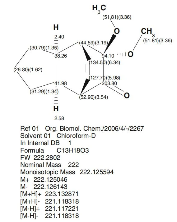 图1.9​ACD/NMR 数据库中展示的一个结构示例及其相关信息。