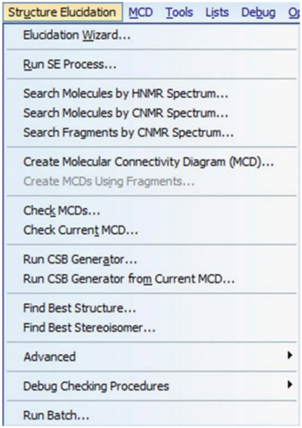 图2.6Structure Elucidation 功能菜单
