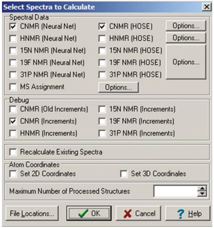 图2.13 Select Spectra to Calculate 的对话框窗口