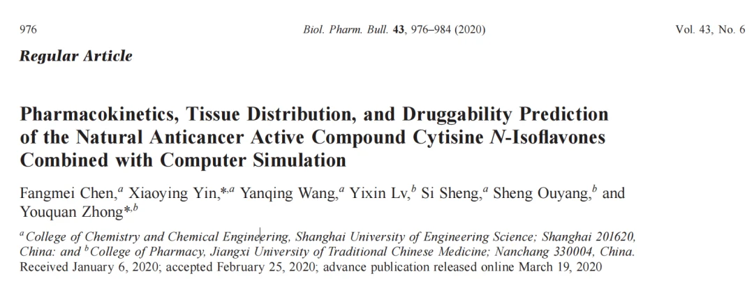 金雀花碱 N-异黄酮（CNF2）的药代动力学与成药性预测 界面