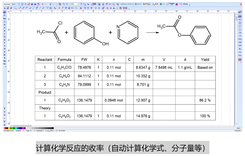 化学结构绘图软件 ChemSketch：功能总览 界面