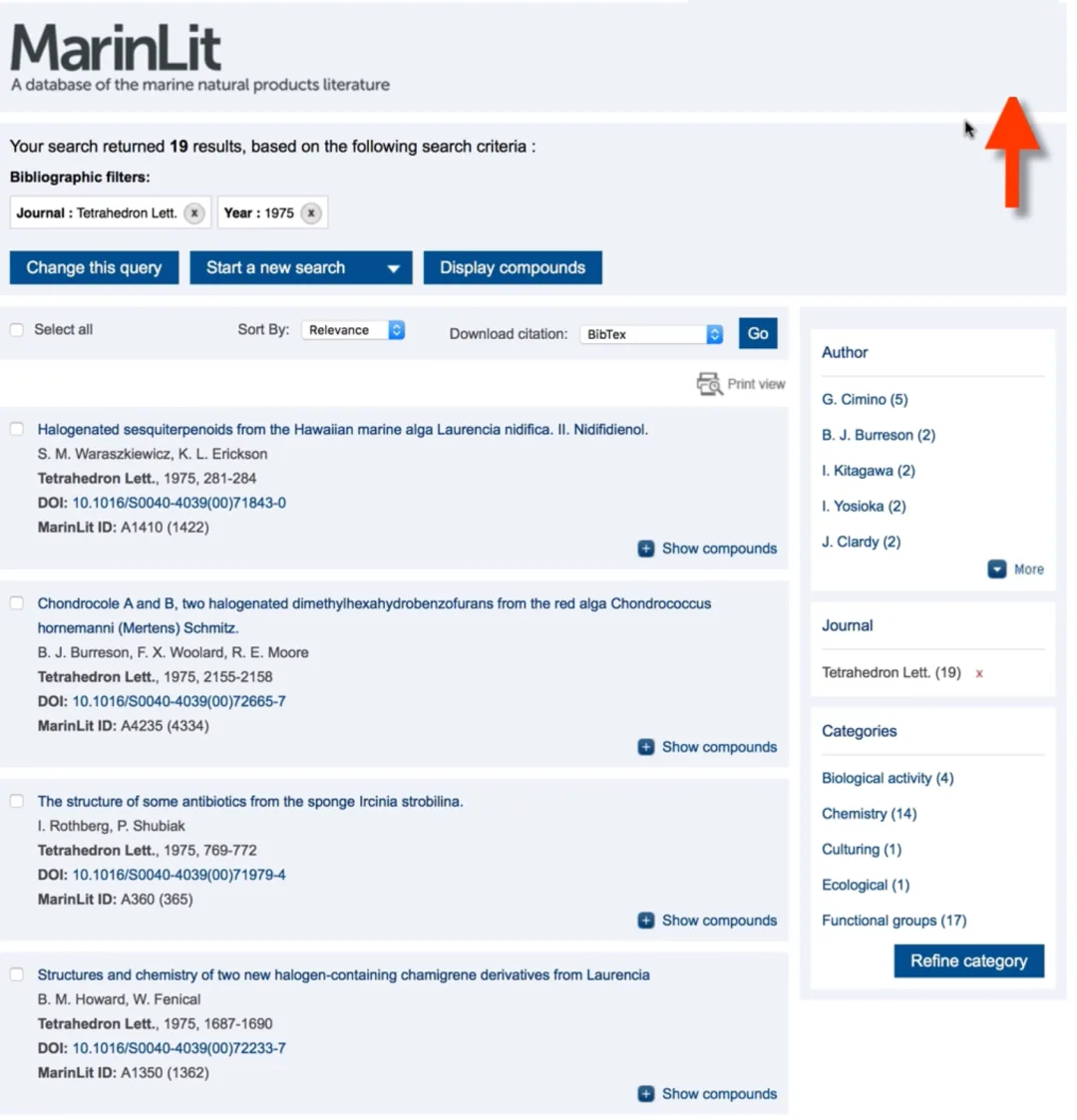 MarinLit 检索界面