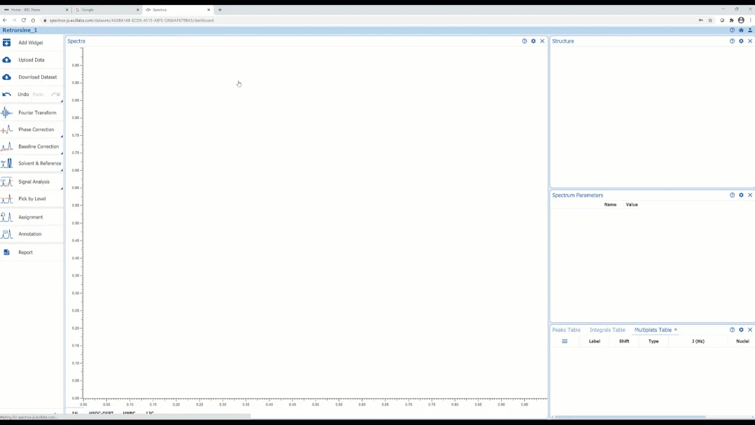 基于浏览器的 NMR 数据处理与分析：Spectrus JS 界面