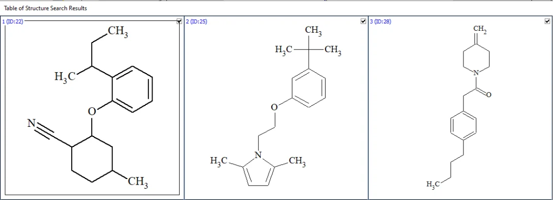 筛选后的候选结构对比查看